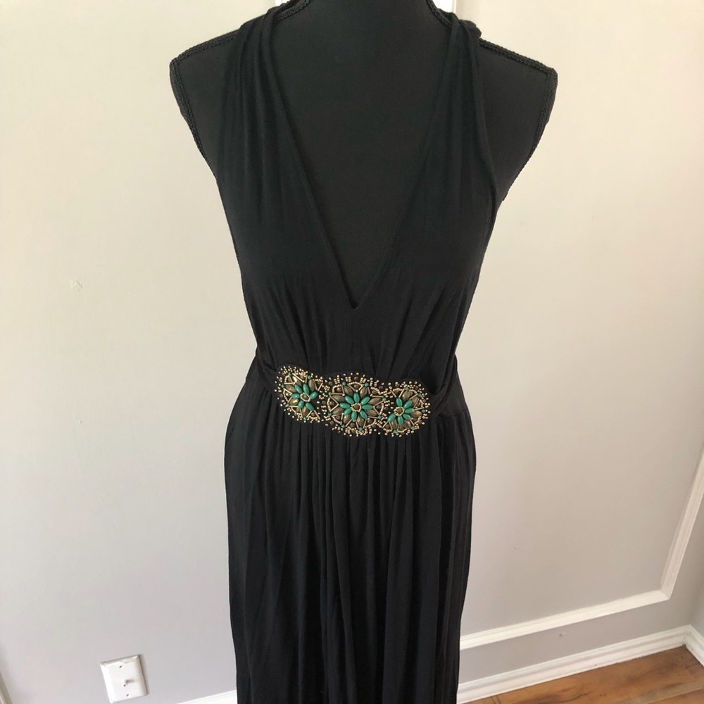 Black maxi with attached belt